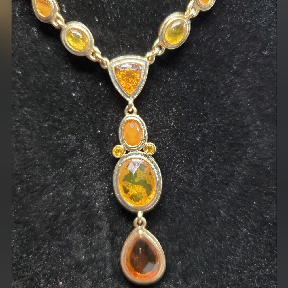 Charter Club 16" Goldtone With Fall Colored Acrylic Stations. Has A 3" Extender.